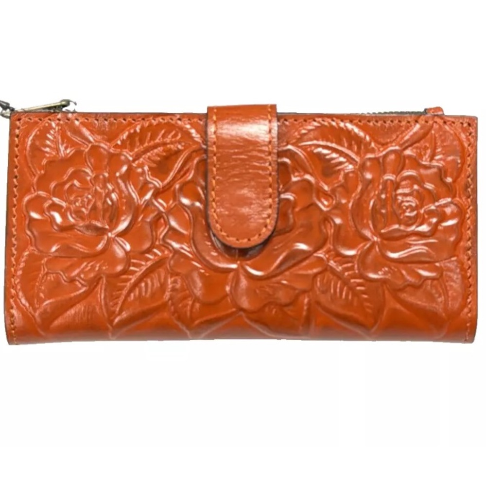 NWT~Patricia Nash Nazari Cinnamon Embossed Floral Women's Wallet